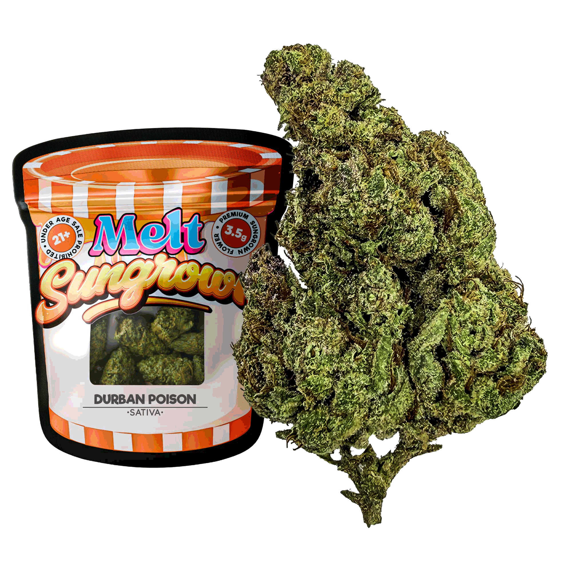 Durban Poi on Sativa THCA Flower - Sungrown Cannabi  3.5g| Uplifting Sativa Sweet Earthy Flavor (Copy) - Melt